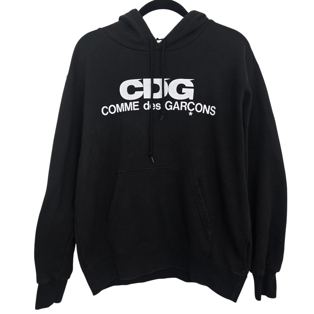 DG Comme Des Garcons Hoodie Mens Large Black Sweatshirt‎ Logo Streetwear